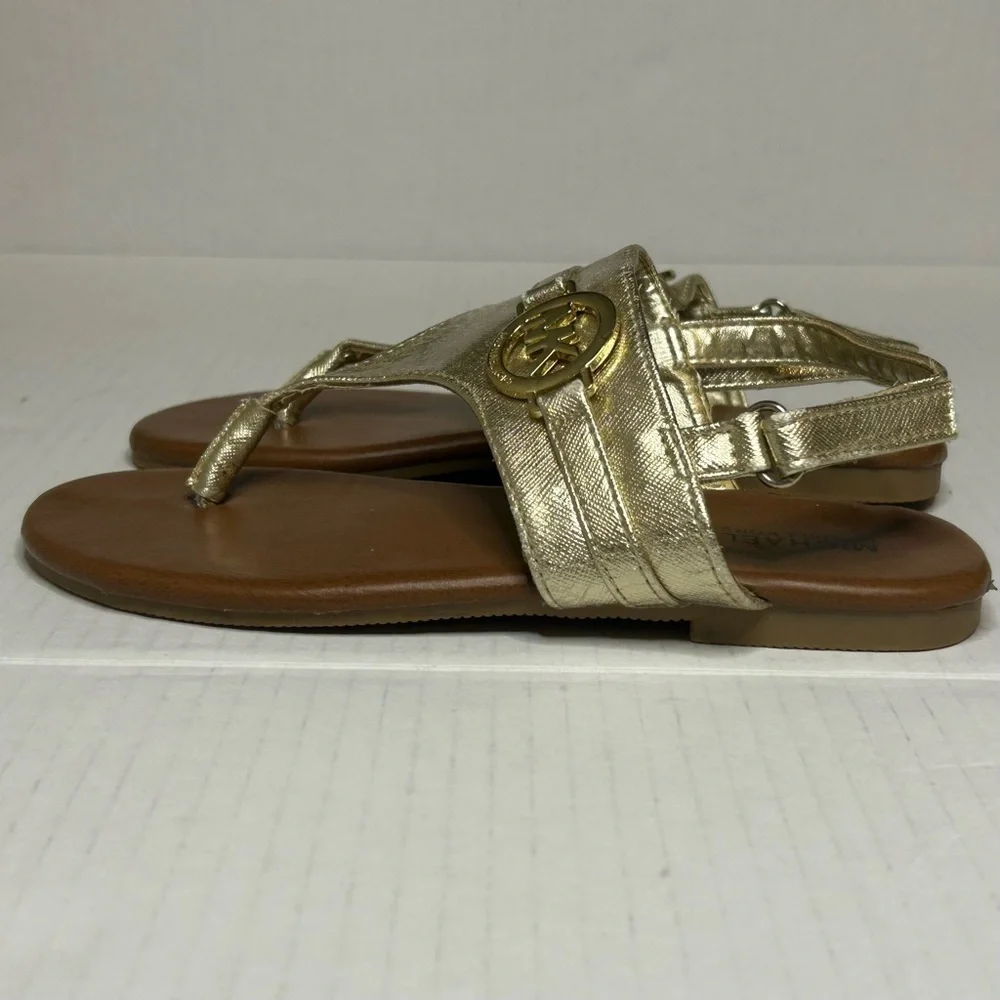Girls Size 1 Gold Sandals MICHAEL KORS Thong Velcro Kids Shoes
